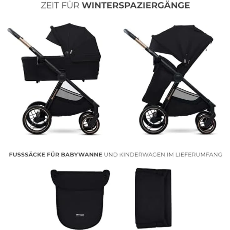 Kinderkraft Kombi-Kinderwagen NEA 2.0, 2-in-1 mit Babywanne und Sportsitz, Teleskopschieber, Zubehörset und Adapter - Midnight Black, bis 22 kg, inkl. Gratis Mobilitätsgarantie – Bild 10