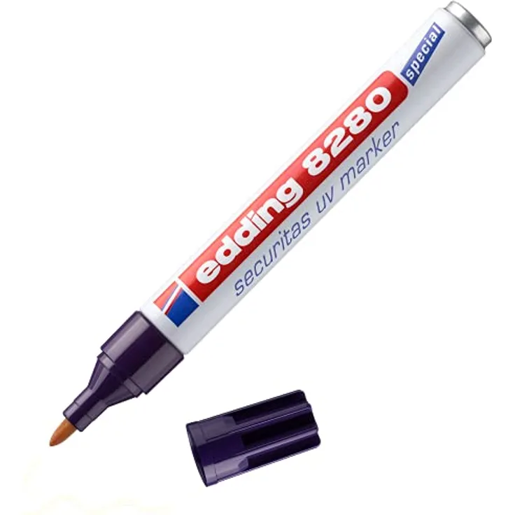 edding 8280 Securitas UV Marker, unsichtbarer Faserstift farblos, 1,5–3 mm, Schwarzlicht
