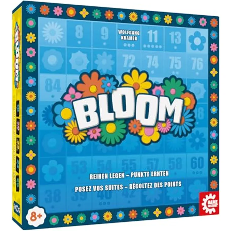 Game Factory 646078 Bloom, Legespiel mit Zahlen, Familienspiel ab 8 Jahren, für 2-5 Spieler, Gesellschaftsspiel, Brettspiel