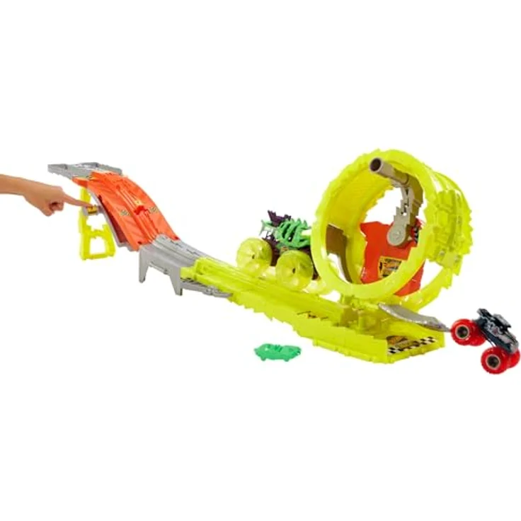 Mattel Hot Wheels Monster Trucks Race & Chase Challenge Track, inkl. 2 Fahrzeuge – Bild 4