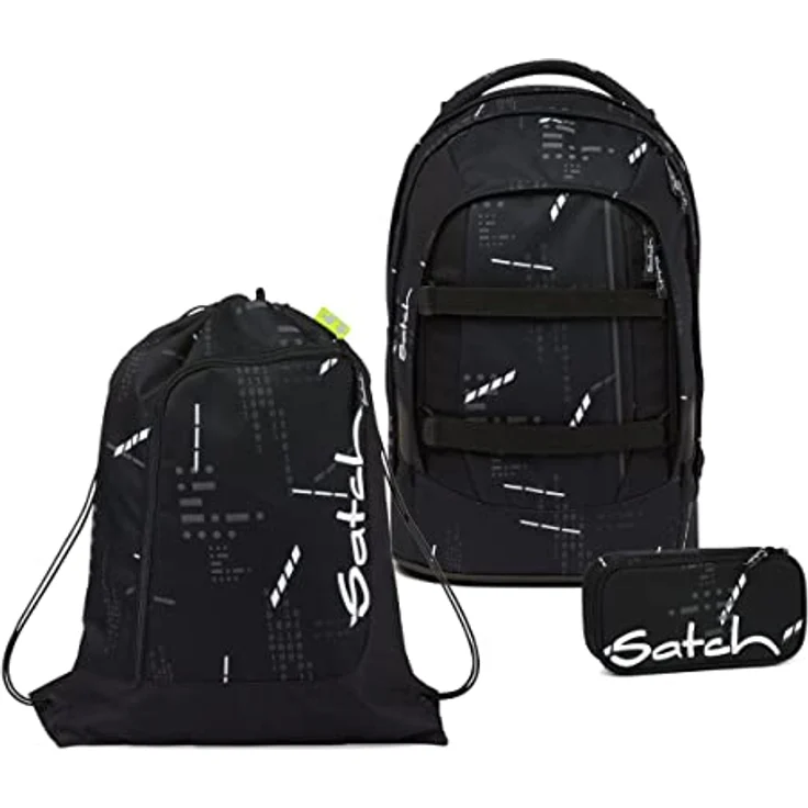 Satch Pack Schulrucksack Set 3tlg. mit Schlamperbox und Sportbeutel, 30 Liter Volumen, Ninja Matrix, aus 100% recycelten PET-Flaschen – Bild 1