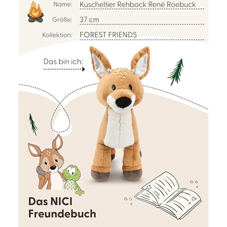 NICI Kuscheltier Rehbock René Roebuck, 37 cm, braun, weiches Plüschtier mit recyceltem Material – ideales Geschenk für Kinder & Erwachsene – 62278 – Bild 5