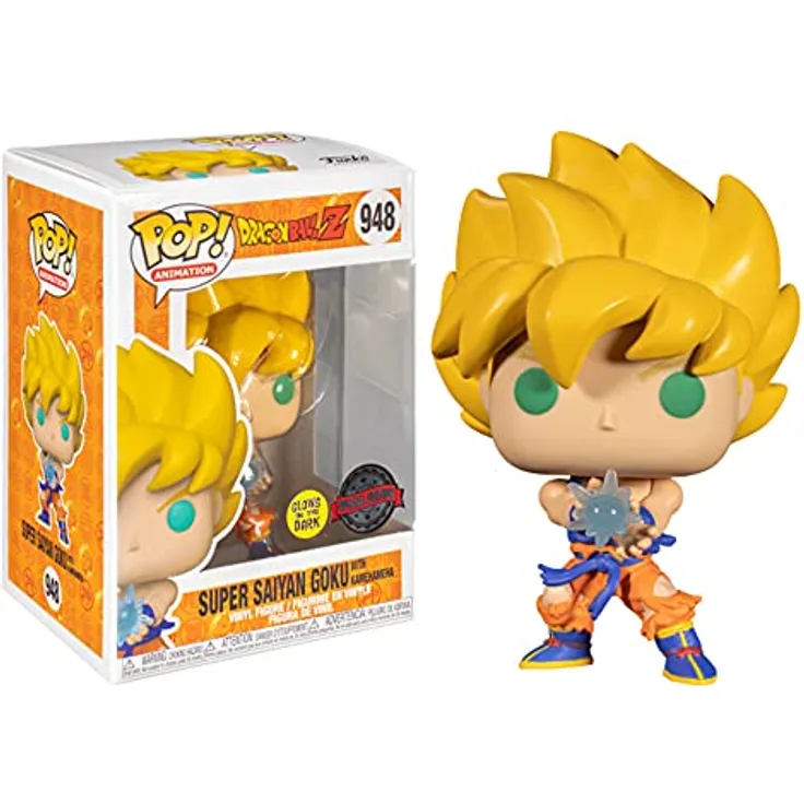 POP Dragon Ball Z – Bobble Head Nr. 948 – ssgoku w/kamehmawve (gw) Novelty Figur - Funko Pop Animation Dragon Ball Z SS Goku with Kamehameha (GW) Exklusiv