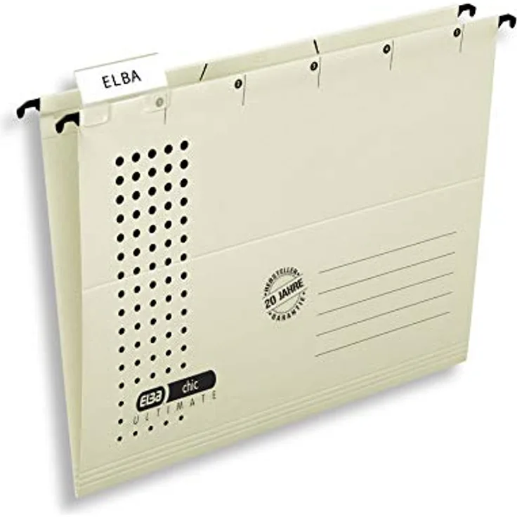 ELBA Hängemappe chic für A4, aus Karton, seitlich offen, chamois, 5er Pack