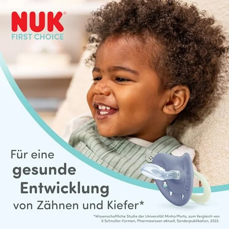 NUK First Choice Classic Day & Night Baby Schnuller, orthodontisch, leuchtend im Dunkeln, 0-6 Monate, lila, 2 Stück – Bild 3