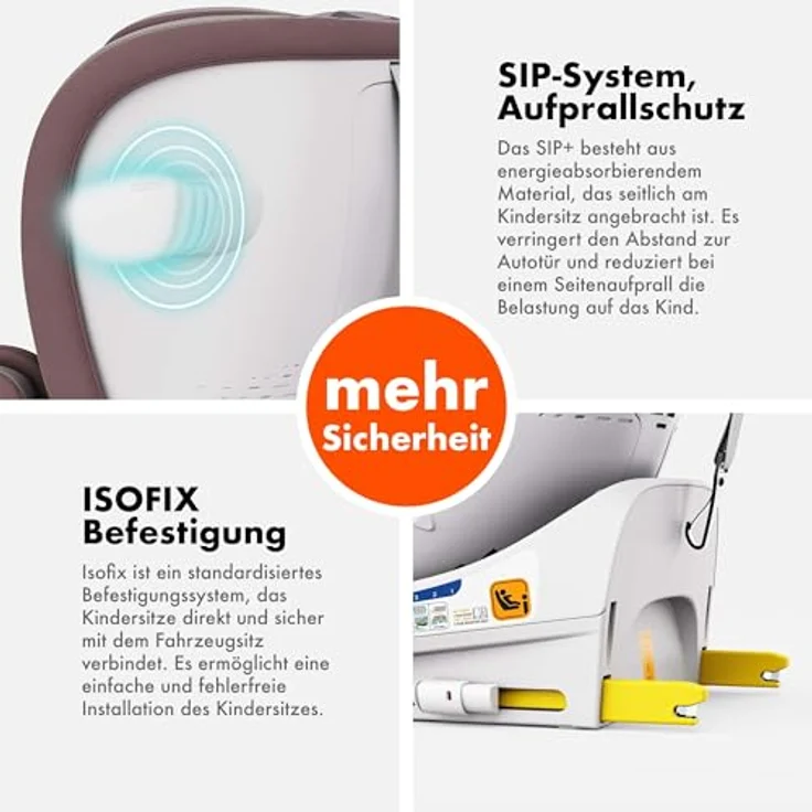Daliya® ROTAZIONE I-Size Kindersitz, Autositz, Babyschale in Pastellrosa, mit 8-stufiger Sitzneigungsverstellung und höhenverstellbarer Kopfstütze bis 12 Jahre, ab 36 kg, ab Geburt geeignet – Bild 6