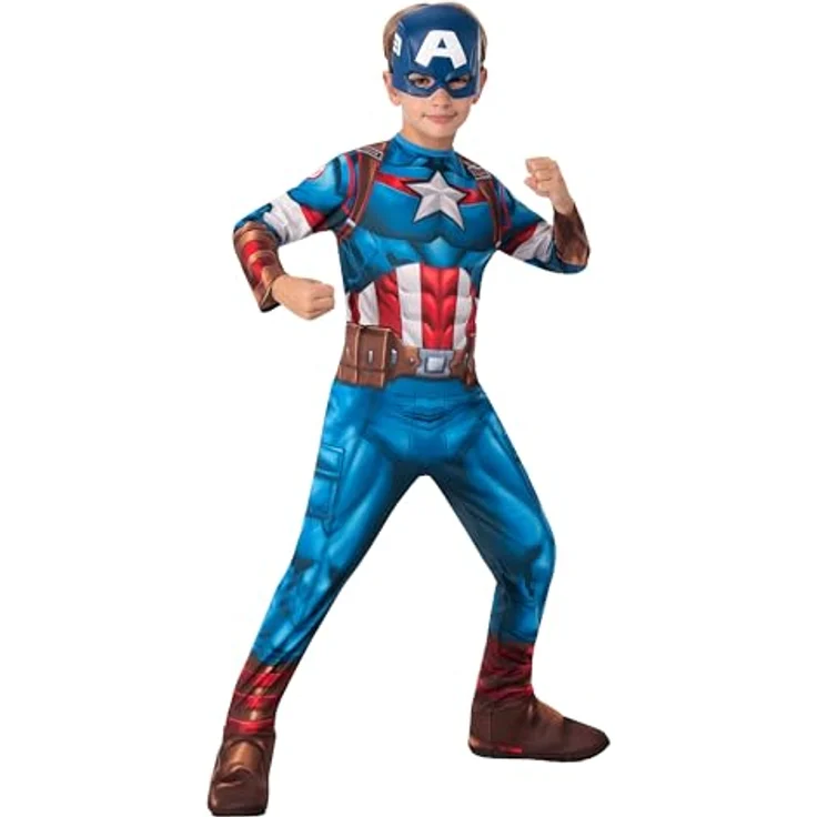 Rubie's Offizielles Kostüm Captain America für Kinder, Superhelden-Verkleidung mit Rüstungseffekt, Größe M, Halloween – Bild 1