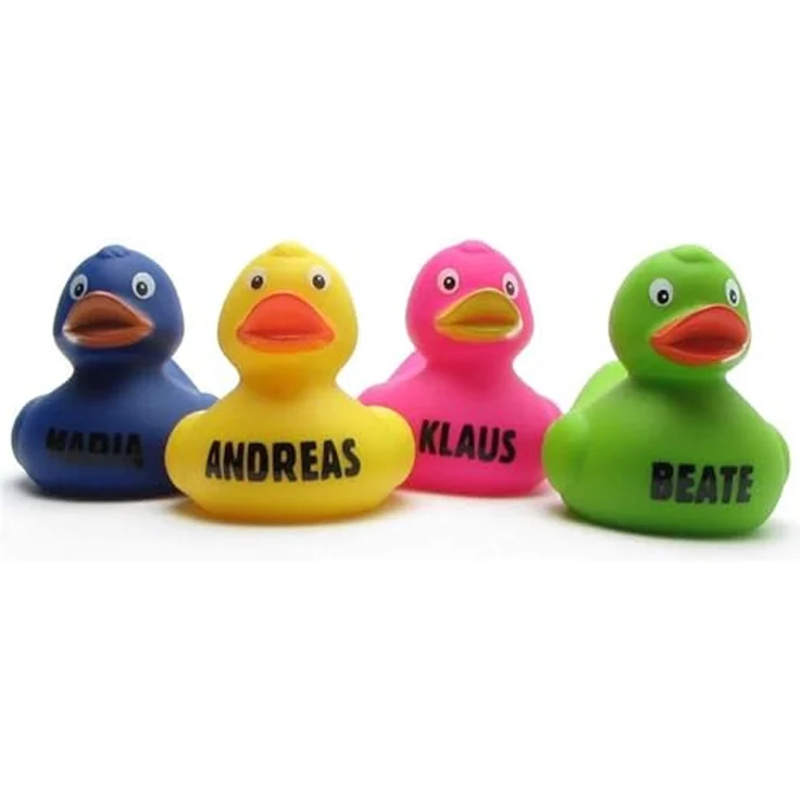 Duckshop Badeente, personalisierbar Engel Ente mit Wimpern, weiß, Quietschefunktion, 8 cm – Bild 2