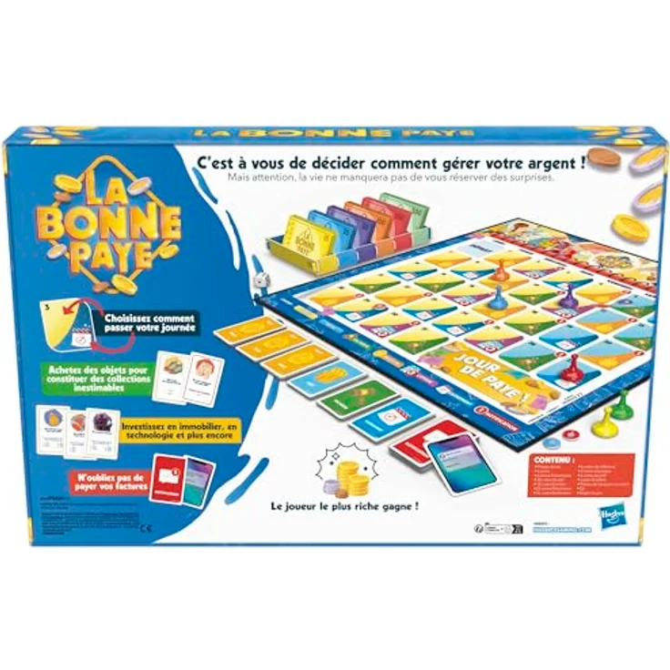 Hasbro Gaming La Bonne Paye, Brettspiel – französische Version mit Budgetmanagement, Überraschungen und Humorkarten – Bild 5