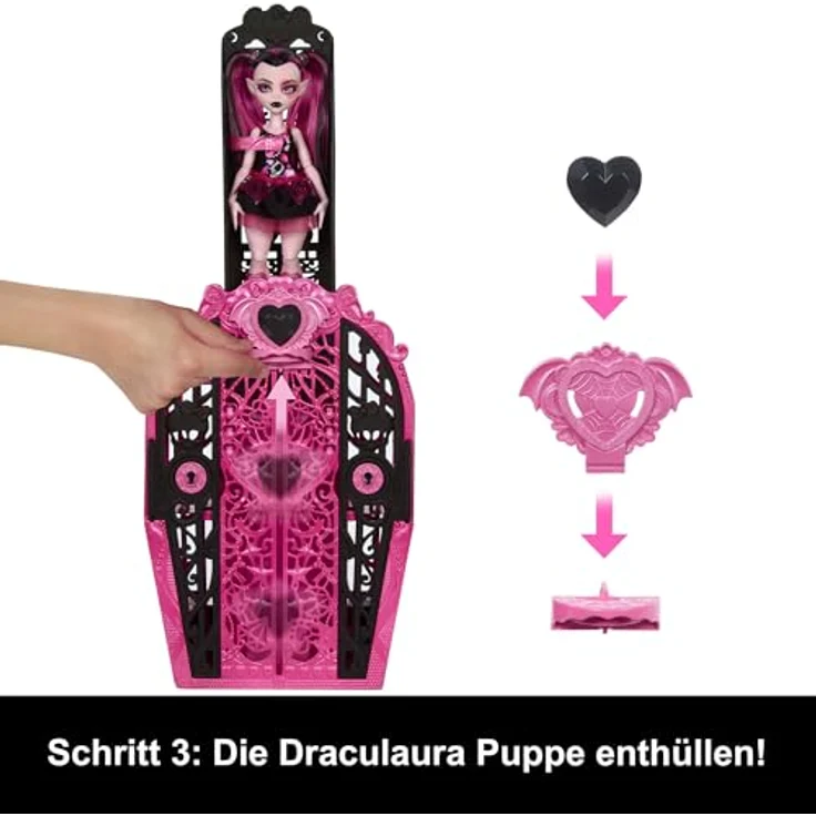 Mattel® Anziehpuppe Monster High Skulltimate Secrets Mysteries Draculaura Doll, Geheime Schranksets mit über 19 Überraschungen – Bild 5