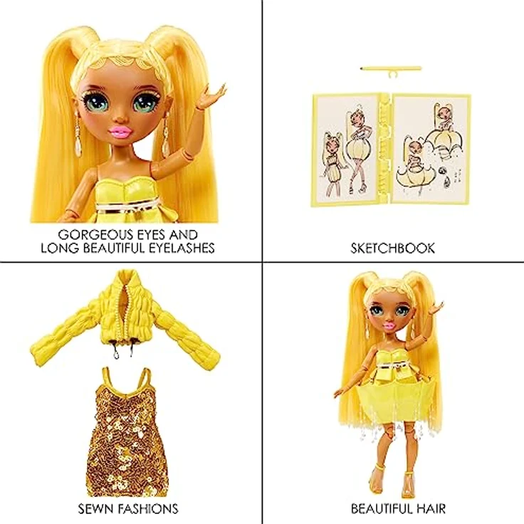 Rainbow High Fantastic Fashion Puppe - Sunny Madison - Gelbe Modepuppe und Spielset mit 2 Outfits & Modeaccessoires - Für Sammler und Kinder von 4-12 Jahren – Bild 5
