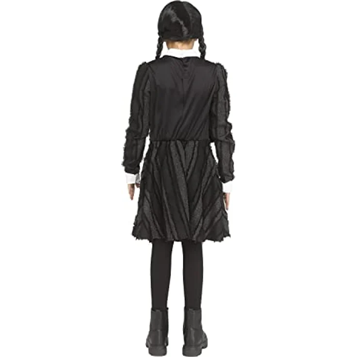 Fun World Division Düsteres Schulmädchen Kostüm für Kinder, schwarzes Kleid mit Bubikragen, Größen 146-152 – Bild 3