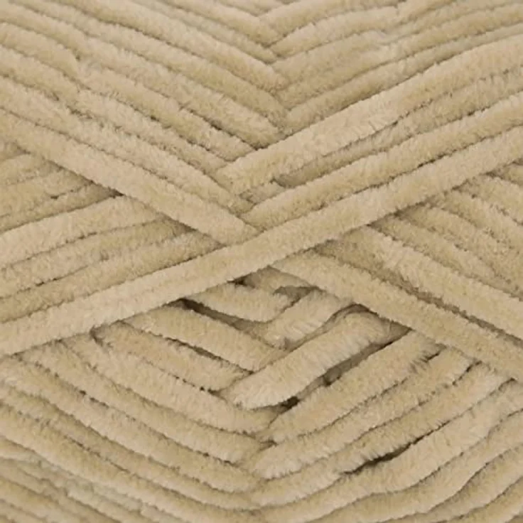 Gründl Funny uni Strick- & Häkelgarn (samtartiges Chenille-Garn aus 100% Polyester, 100 g / 120 m, Nadelstärke: 5-6, 1 x 100 g), Beige – Bild 3