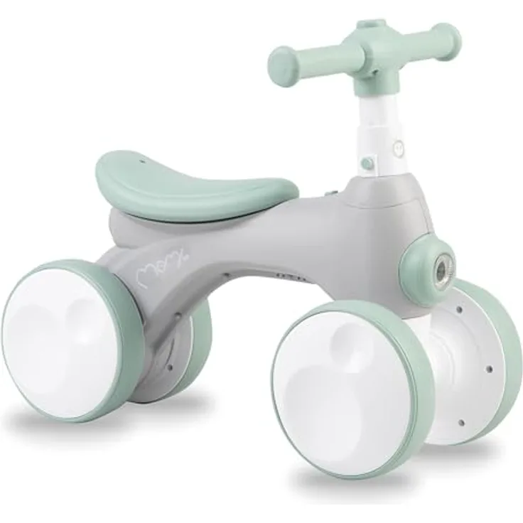 Momi Kinderlaufrad TOBIS für Kinder ab 2 Jahren, stabil mit Hupe, farbwechselnder Leuchte, pannensicheren Kunststoffrädern und Seifenblasen-Anlage, Grau