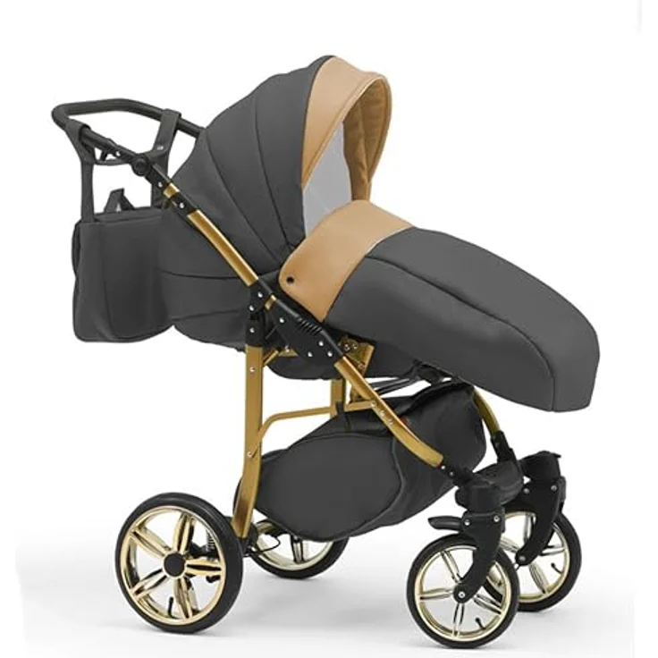 Elcar Kinderwagen-Set 5 in 1 Neo Gold inkl. Sportsitz, Autositz und Iso Base - 17 Teile - in 22 Farben, variabel und komfortabel – Bild 3
