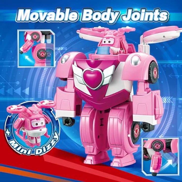 Super Wings Super Robot Suit Dizzy, verwandelbare Spiel-Figur, 2-in-1 Roboter Anzug und Super Auto, ca. 18 cm groß, pink, für Kinder ab 3 Jahren – Bild 4