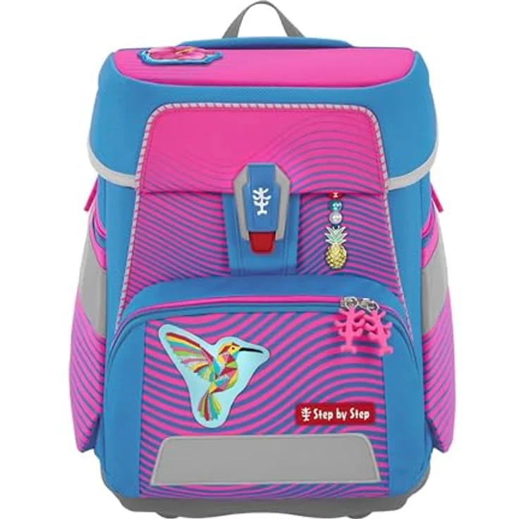 Step by Step Schulranzen-Set SPACE NEON Kolibri Kaja, ergonomisch, höhenverstellbar mit Hüftgurt, 20l, rosa-blau – Bild 2