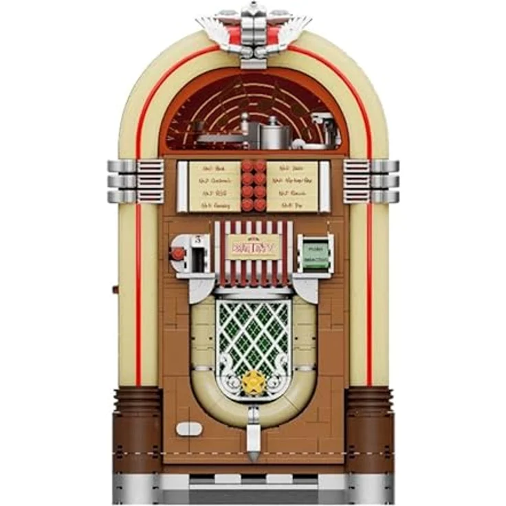 Pantasy Jukebox, Klemmbausteinset im Retro-Stil mit 4 Schallplatten und mechanischen Drehknöpfen – Bild 8