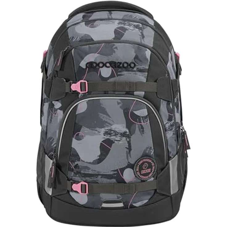 coocazoo Schulrucksack Mate „Bubble Brush”, grau-rosa, ergonomischer & anpassbarer Tornister, höhen- & größenverstellbar, mit Brustgurt & Hüftgurt, ab der 3. Klasse