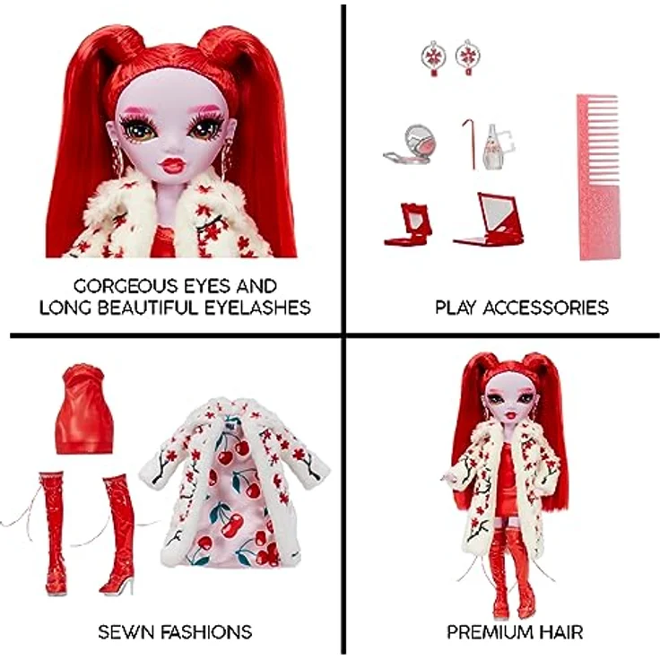 Rainbow High Shadow High Serie 3 - Rosie Redwood - Rote Modepuppe - Modisches Outfit, Extra-Langes Haar und mehr als 10 Bunte Spielaccessoires - Ideal für Kinder von 4-12 Jahren und Sammler – Bild 5