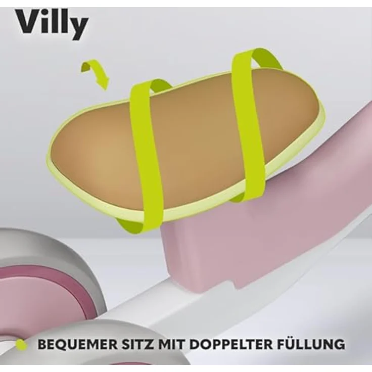 Lionelo VILLY Kinder Laufrad - Lauflernrad Spielzeug mit 4 Rädern, vordere Dämpfung, ergonomischer Sitz - für 12-36 Monate Baby bis 30 kg - Erst Rutschrad Fahrrad für Mädchen und Jungen, verfügbar in 3 Farben – Bild 5