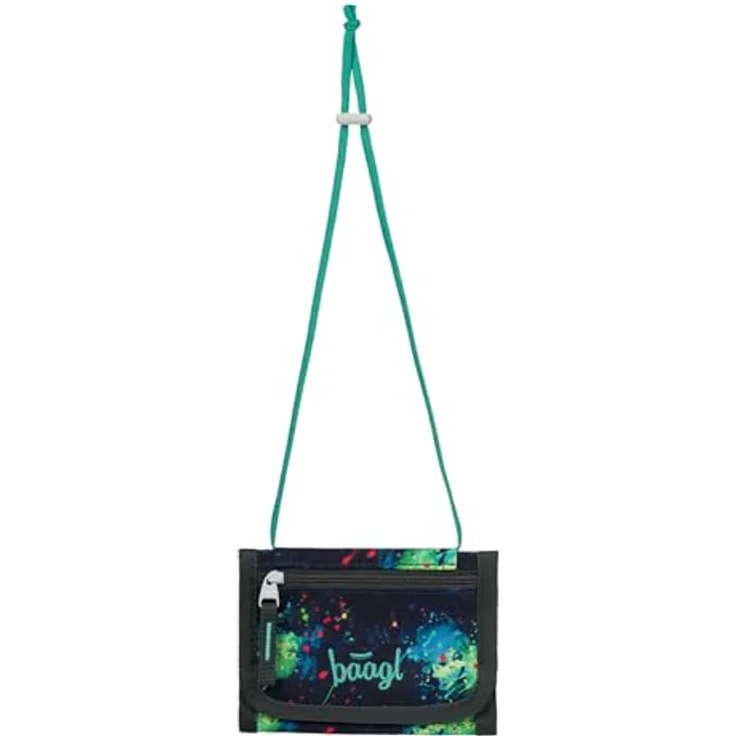 Baagl Brustbeutel Kinder Geldbörse Mini Portemonnaie - Chill, strapazierfähiges Polyester, 14,5 x 8,5 cm, mit Kordel und Münzfach – Bild 2