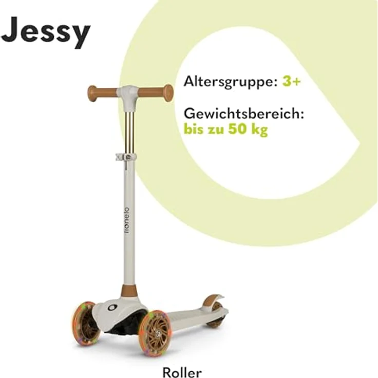 Lionelo Jessy Premium Dreirad-Kinderroller mit LED-Rädern, Höhenverstellung und Rutschfester Plattform, faltbar (blau) – Bild 2