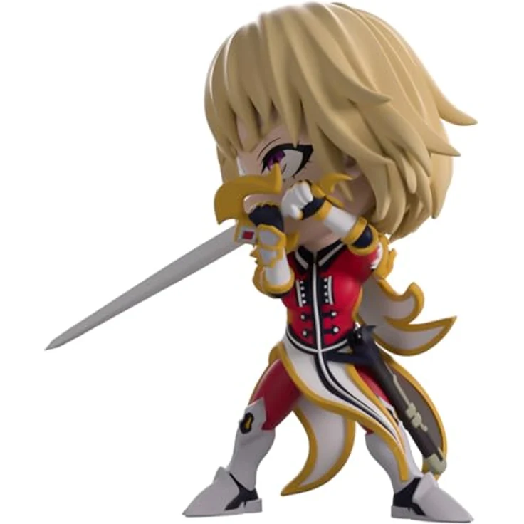 Youtooz Solo Leveling Vinyl Figur Cha Hae-In, 12 cm, mit roter und weißer Rüstung, goldenen Verzierungen und Lichtschwert – Bild 4