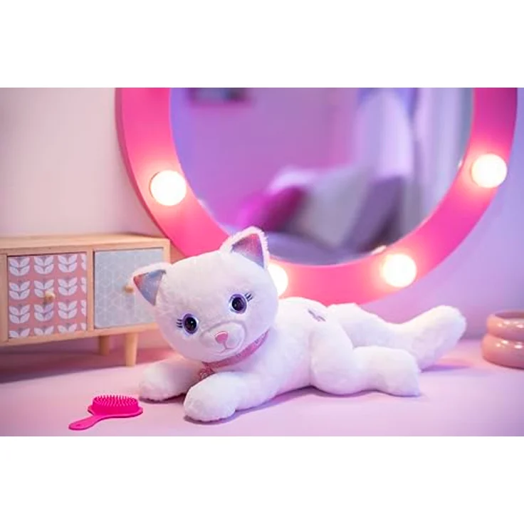 GIPSY Cuty Bella Fashionista Interaktive Plüschkatze - Leuchtet im Rhythmus schöner Melodien - 30 cm - Weiß Rosa – Bild 3