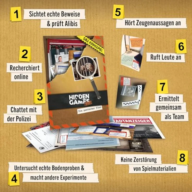 Hidden Games Tatort - Perfekter Plan - Realistisches Krimispiel für 1-6 Personen, multimediales Escape Room Erlebnis, ab 14 Jahren, 1,5 - 2,5 Stunden Spielzeit – Bild 4