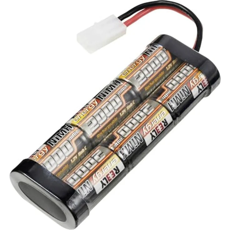 Reely Modellbau-Akkupack (NiMh) 7.2 V 2000 mAh, 6 Zellen Stick Tamiya, transparenter Schrumpfschlauch mit schwarzen Batteriekappen – Bild 1