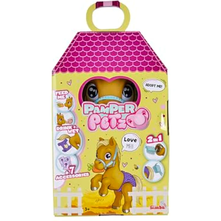 Simba 105950009 - Pamper Petz Pony, 24cm Spielzeug Pferd mit Trink- und Nässfunktion, Fohlen, kämmbarer Schweif, Color Change, Tierbaby mit Windel, 11 Überraschungen, für Mädchen und Jungen ab 3 Jahre – Bild 8
