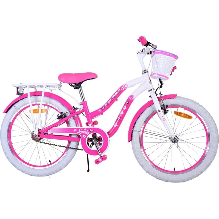 Volare Kinderfahrrad 20 ZOLL Kinder Mädchen Fahrrad Kinderfahrrad Rad LOVELY Rosa 22121, 1 Gang, Korb, Seitenständer, Gepäckträger