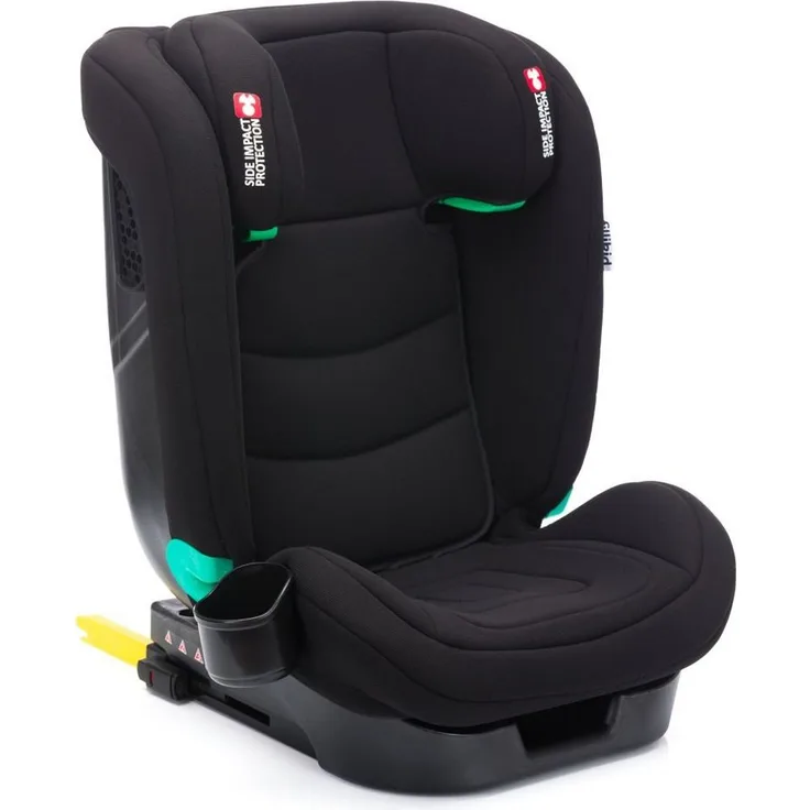 Fillikid Autokindersitz Elli Pro i-Size ab - Schwarz, bis: 36 kg, Kinder Autositz ab 3 Jahre - 12 Jahre (100 cm - 150 cm) mit Isofix, höhenverstellbare Kopfstütze, SIDE Impact Protektion, 3-fach verstellbare Rückenlehne