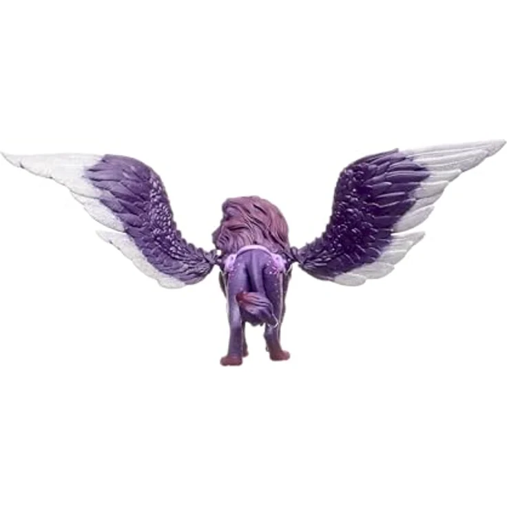 Schleich Mondlöwe 70837, bayala, leuchtend im Dunkeln, mit beweglichen Flügeln und Magnet im Sattel, lila-goldenes Fell – Bild 9