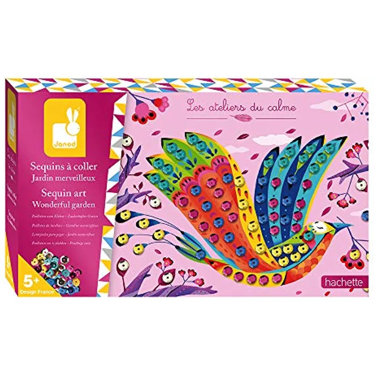 Janod - Set Metallplättchen zum Aufkleben Wunderbarer Garten - Les Ateliers du Calme - Set für kreative Freizeitbeschäftigungen für Kinder - Feinmotorik und Kreativität - Ab 5 Jahren, J07946, Mittel