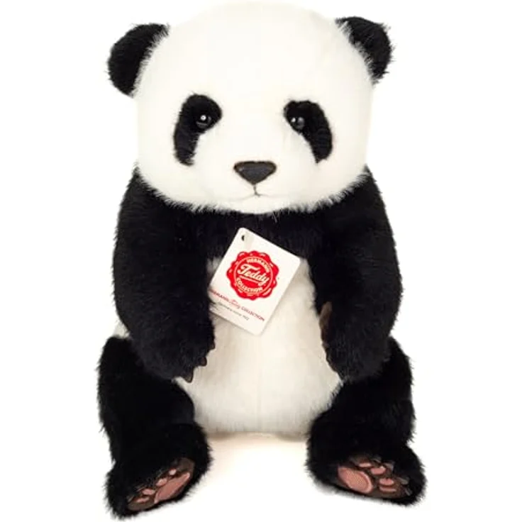Hermann Teddy Panda sitzend 28 cm, Kuscheltier, Plüschtier in Premium-Qualität, schwarz/weiß – Bild 1