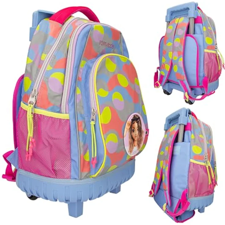 Depesche TOPModel Schoolbackpack Trolley FLASH, Kindergartenrucksack mit Reflektormaterial, lilafarben, 28 Liter Volumen, integrierter Trolley mit Teleskopgriff – Bild 3