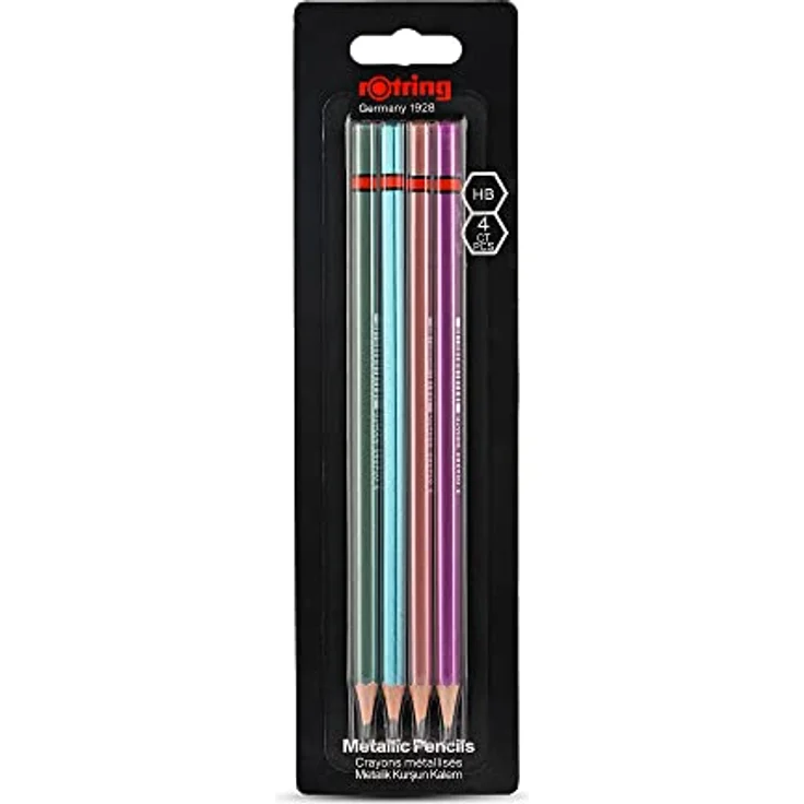 rOtring Bleistifte HB Blister 4er Metallic: Metallic-Blau, Metallic-Grün, Metallic-Orange - Metallic-Pink – Bild 3