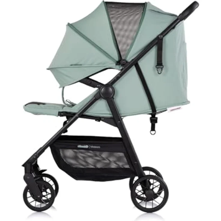 Chipolino Kinderwagen Blossom, verstellbare Rückenlehne, Stoßdämpfer, bis 22kg, Korb, grün – Bild 3