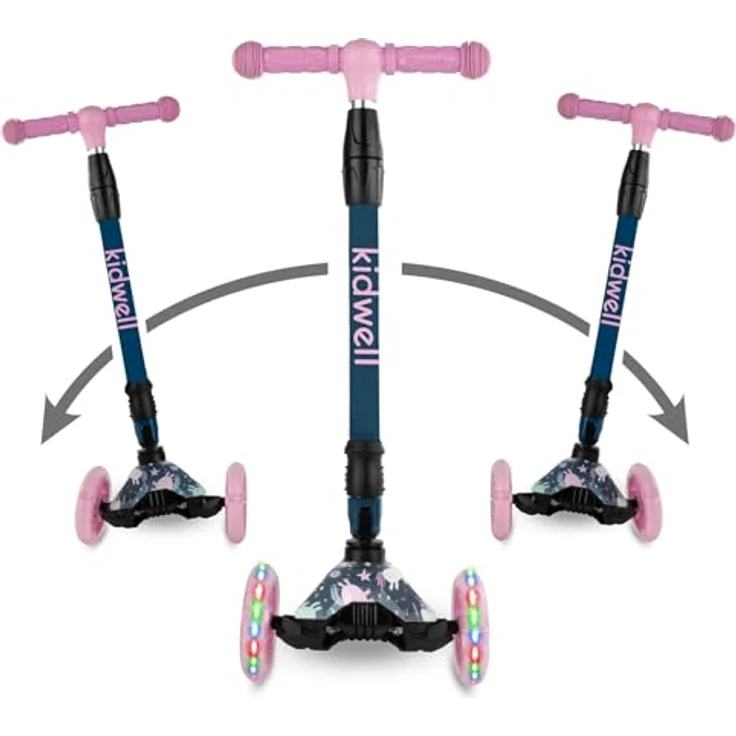 COIL VENTO Dreiradscooter Kinderroller, Tretroller mit ABEC-7-Lager, 3-stufige Lenkradverstellung und LED-Rädern – Bild 4