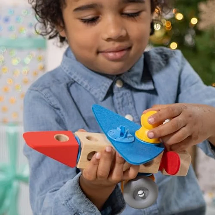 Melissa & Doug Blockables Building Set Vehicles, 18-teiliges Holzspielzeug mit Fahrzeug-Bausteinen und Zubehör für kreative Spielmöglichkeiten – Bild 4