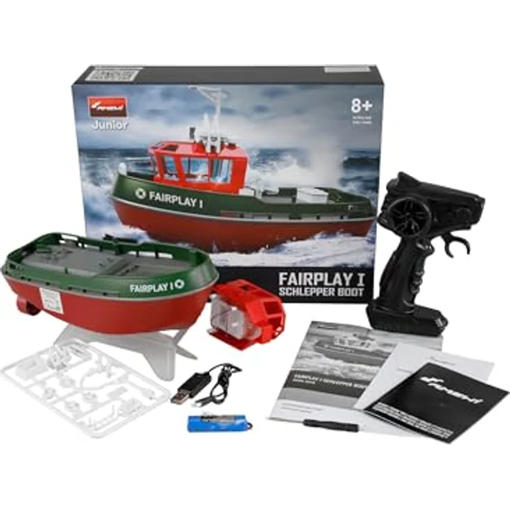 Amewi Fairplay I Schlepper, ferngesteuertes Boot mit zwei leistungsstarken Propellern, LED-Beleuchtung und robustem ABS-Rumpf – Bild 1