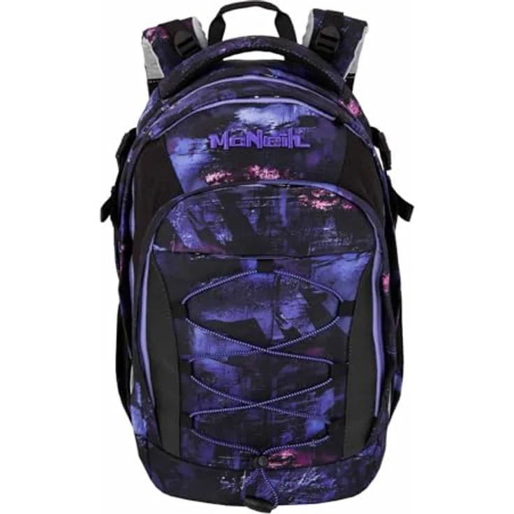 McNeill Schulrucksack Luca Midnight, mitwachsendes Rückensystem, 2 Hauptfächer, Reflexionselemente, Ergonomie – Bild 1