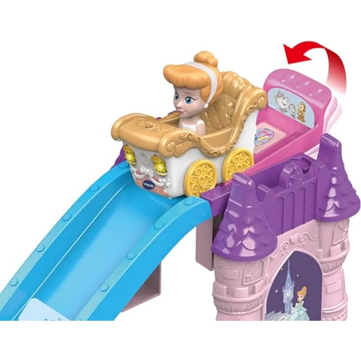 VTech Tut Tut Baby Flitzer – Prinzessinnen 3-in-1-Zauberschloss mit Doppelrutsche und Cinderellas Hochzeitskutsche, interaktiv und erweiterbar – Bild 4