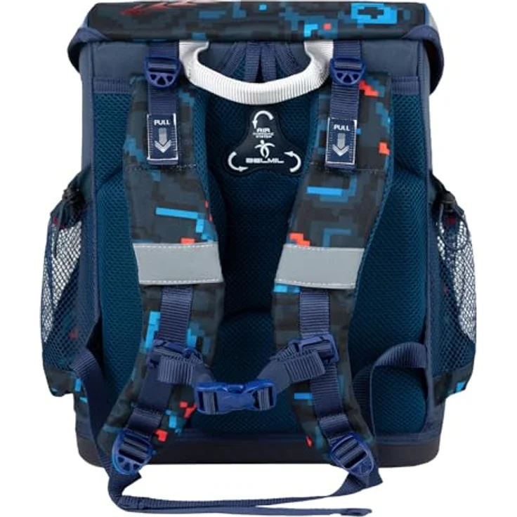 Belmil Schulranzen "Mini-Fit" 2026, 4-teiliges Set für 1. Klasse mit Sportbeutel, Federtasche, Schlamper, Brustgurt, Trecker-Design für Jungen – Bild 5