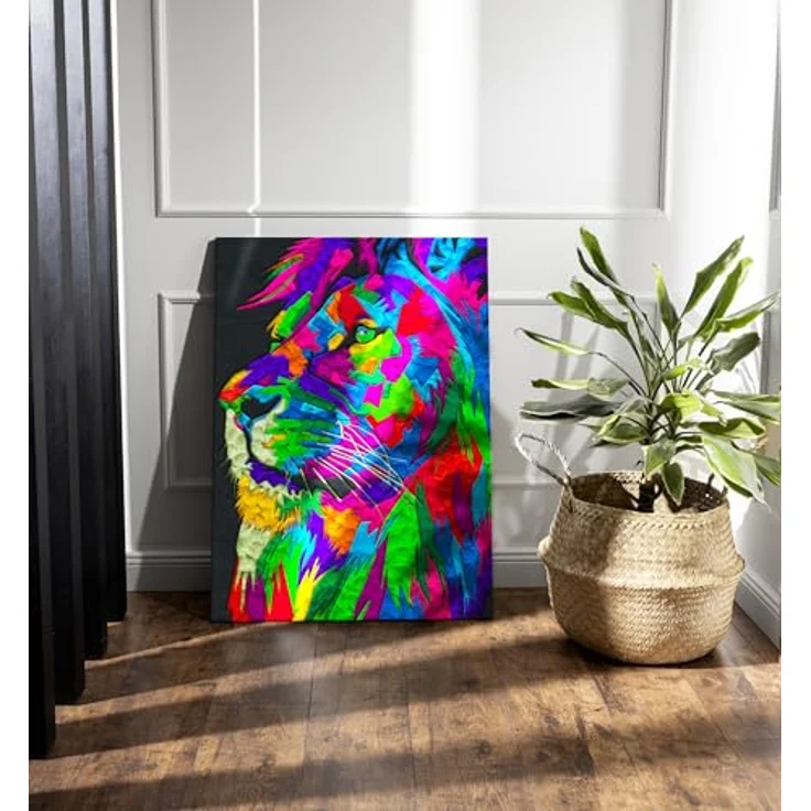 Splat Planet Clay Painting on Canvas 30x40cm - Löwe mit einzigartiger Textur und lebendigen Farben – Bild 5