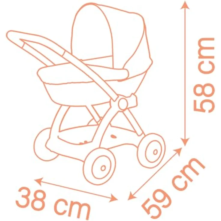 Smoby Baby Nurse Puppenwagen, für Puppen bis 42 cm, abnehmbarer Korb, Metallrahmen, Verdeck aus robustem Textilstoff, Griffhöhe 58 cm, für Kinder ab 18 Monaten, produziert in Spanien – Bild 3