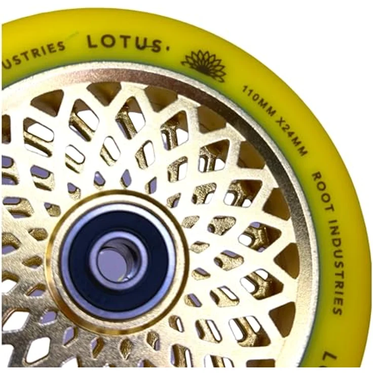 Root Industries Lotus Stunt-Scooter Rolle 110mm Radiant Gold/PU Gelb - Schnell rollende Räder mit perforiertem Kern – Bild 2