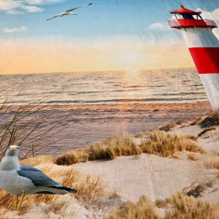 ESPiCO Wende Bettwäsche Sleep and Dream Leuchtturm Bunt Strand Möwe Sturmmöwe Vögel Ostsee Nordsee Sonnenuntergang Düne Renforcé, Größe:135 cm x 200 cm – Bild 5